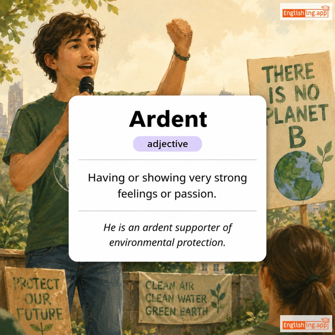 Ardent definition card — visual illustration of the meaning