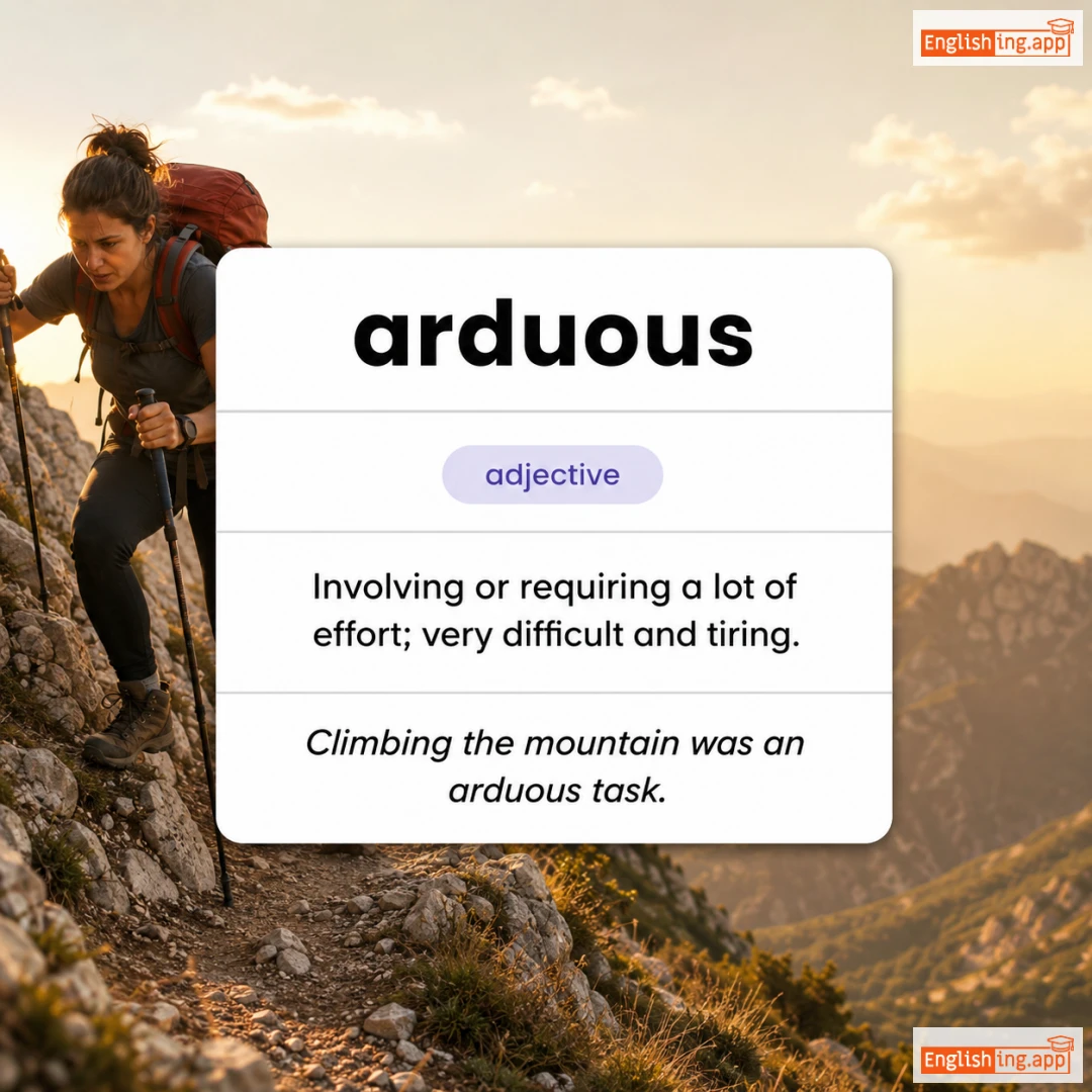 arduous definition card — visual illustration of the meaning