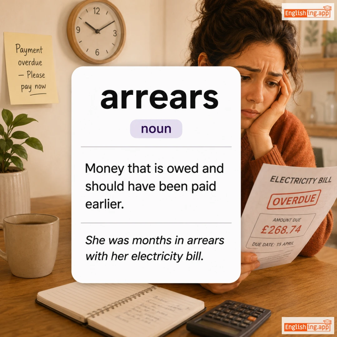 arrears definition card — visual illustration of the meaning