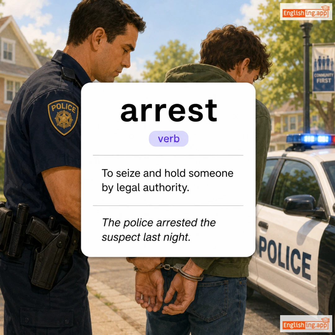 arrest definition card — visual illustration of the meaning