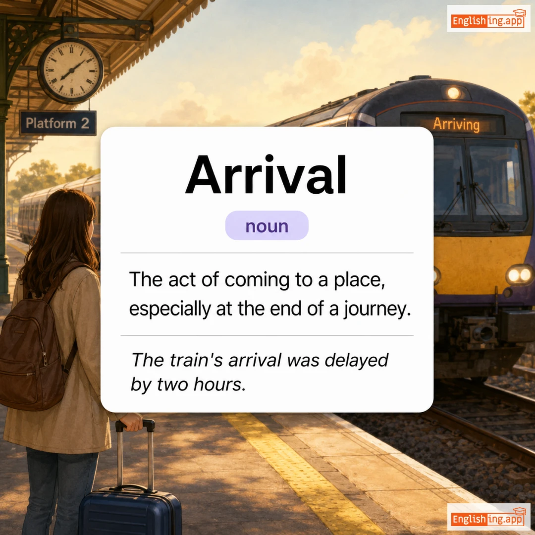 Arrival definition card — visual illustration of the meaning
