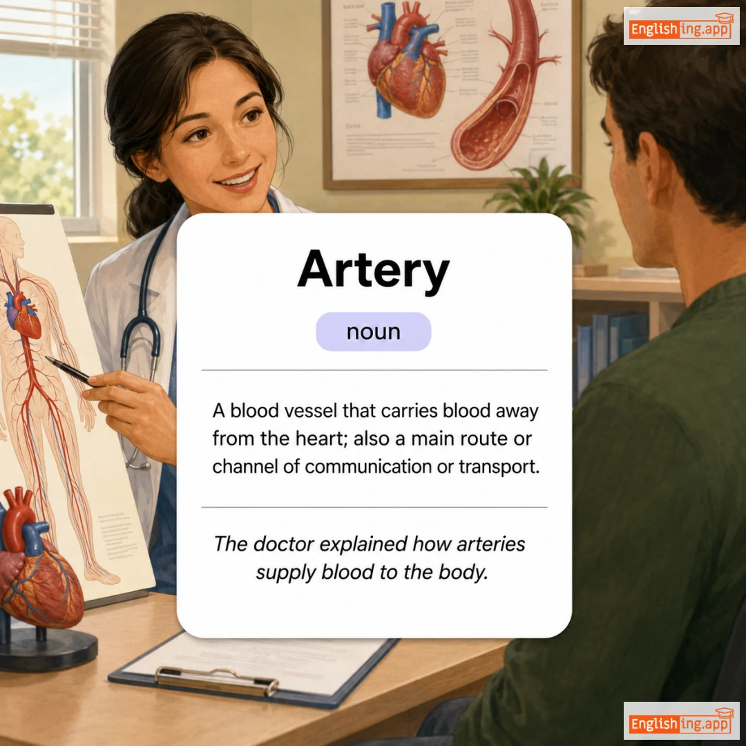 Artery definition card — visual illustration of the meaning