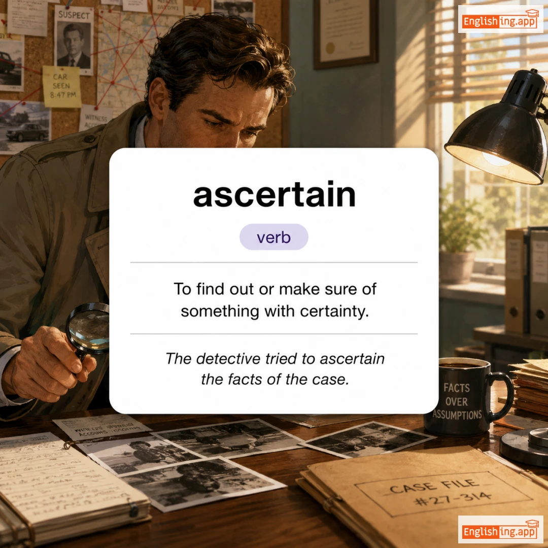 ascertain definition card — visual illustration of the meaning
