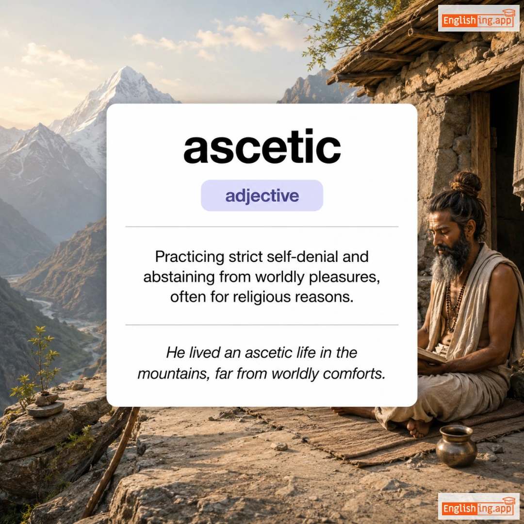 ascetic definition card — visual illustration of the meaning