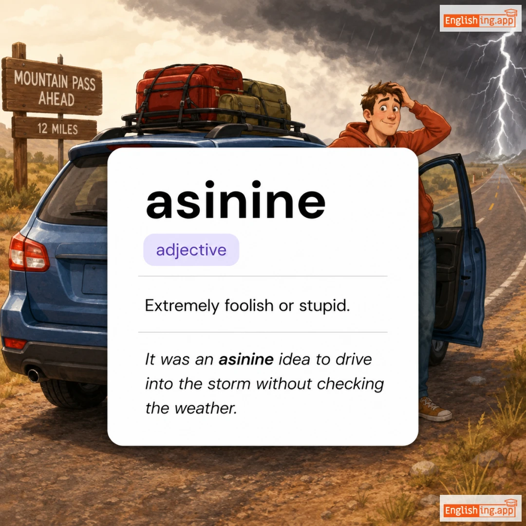 asinine definition card — visual illustration of the meaning