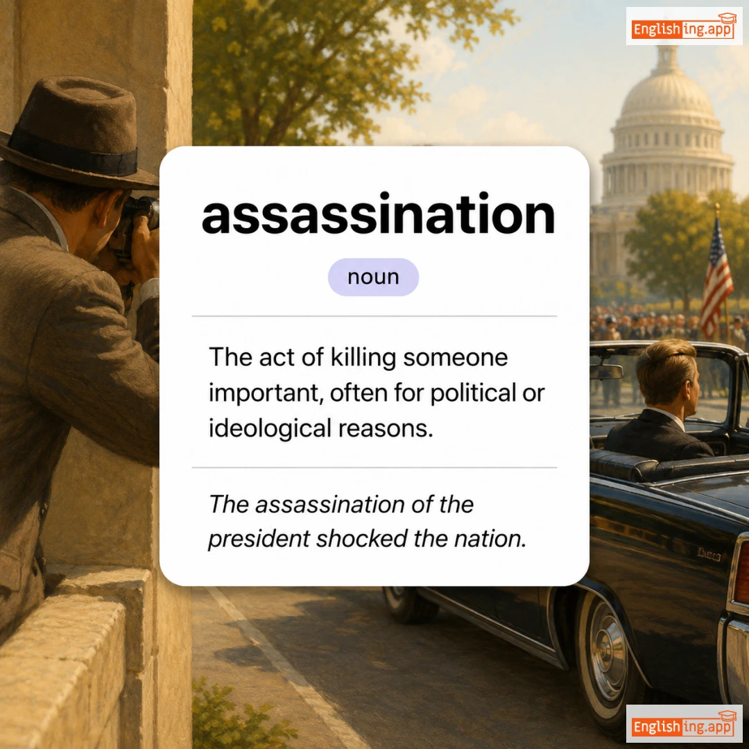 assassination definition card — visual illustration of the meaning
