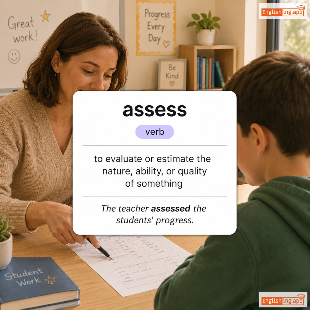 assess definition card — visual illustration of the meaning