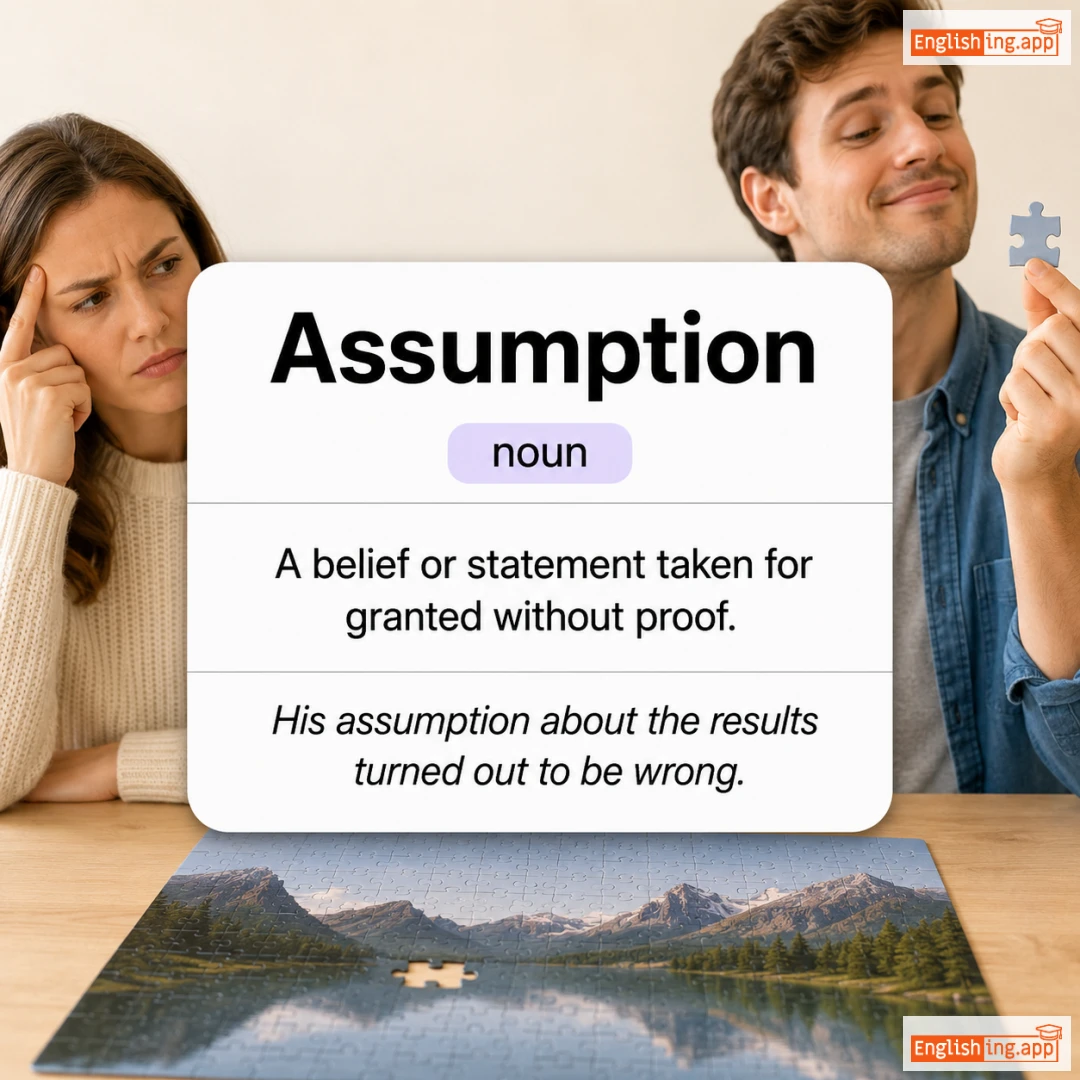 Assumption definition card — visual illustration of the meaning