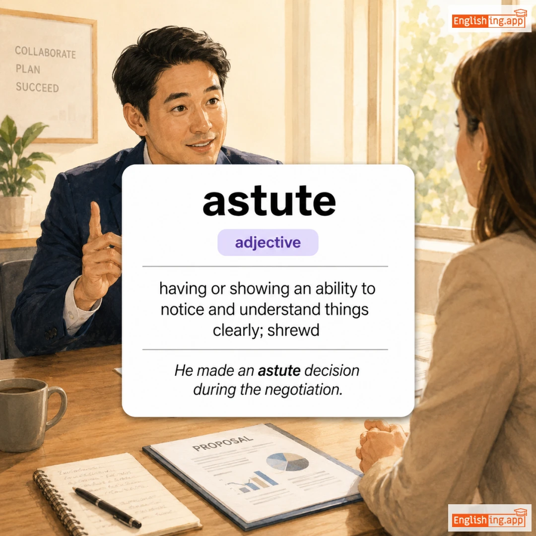 astute definition card — visual illustration of the meaning