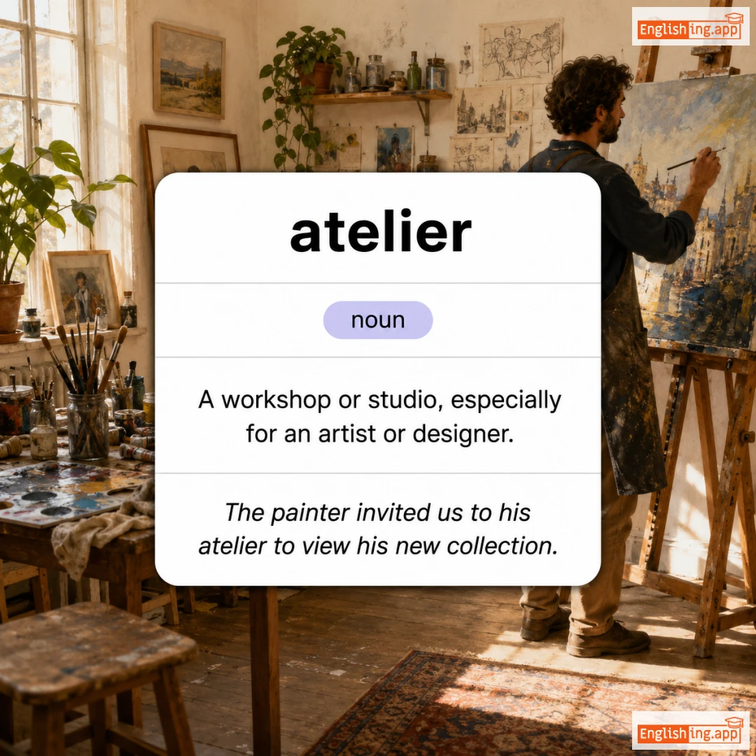 atelier definition card — visual illustration of the meaning