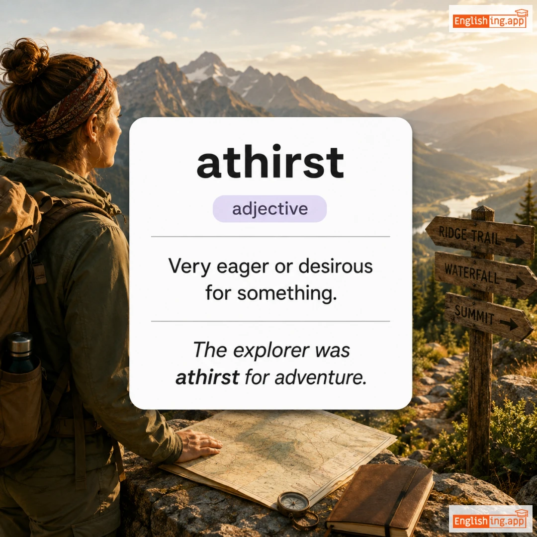 athirst definition card — visual illustration of the meaning
