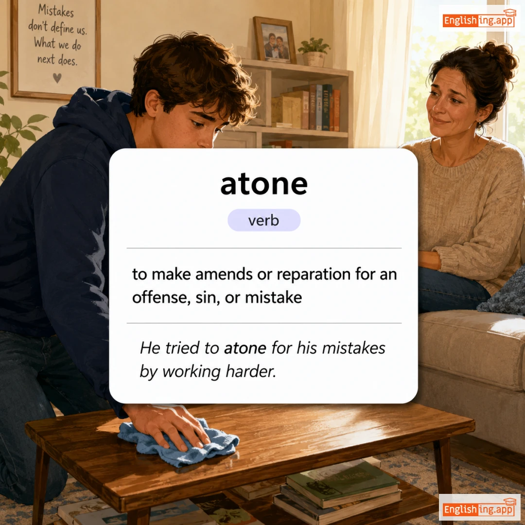 atone definition card — visual illustration of the meaning