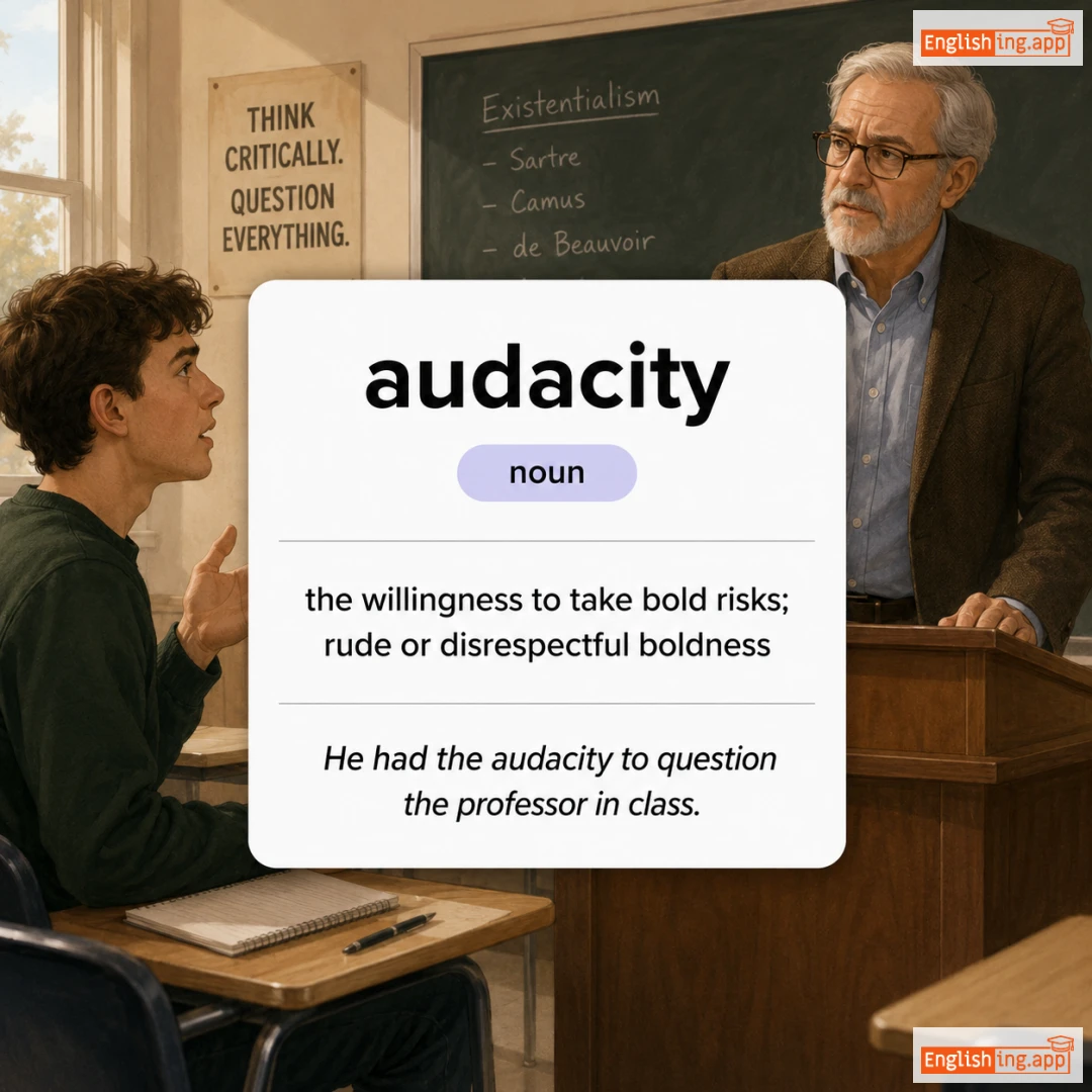 audacity definition card — visual illustration of the meaning
