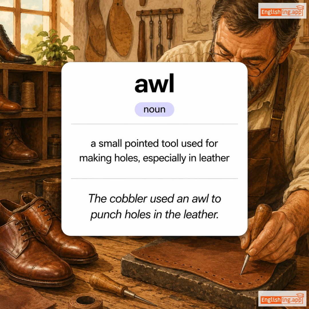 awl definition card — visual illustration of the meaning