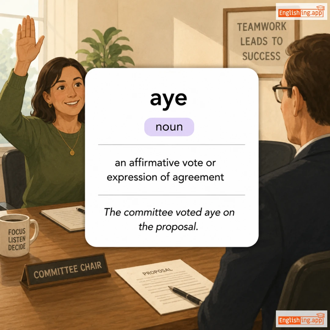 aye definition card — visual illustration of the meaning