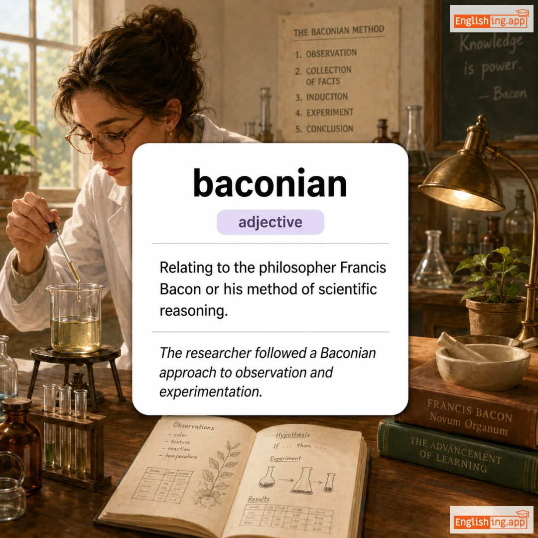 baconian definition card — visual illustration of the meaning