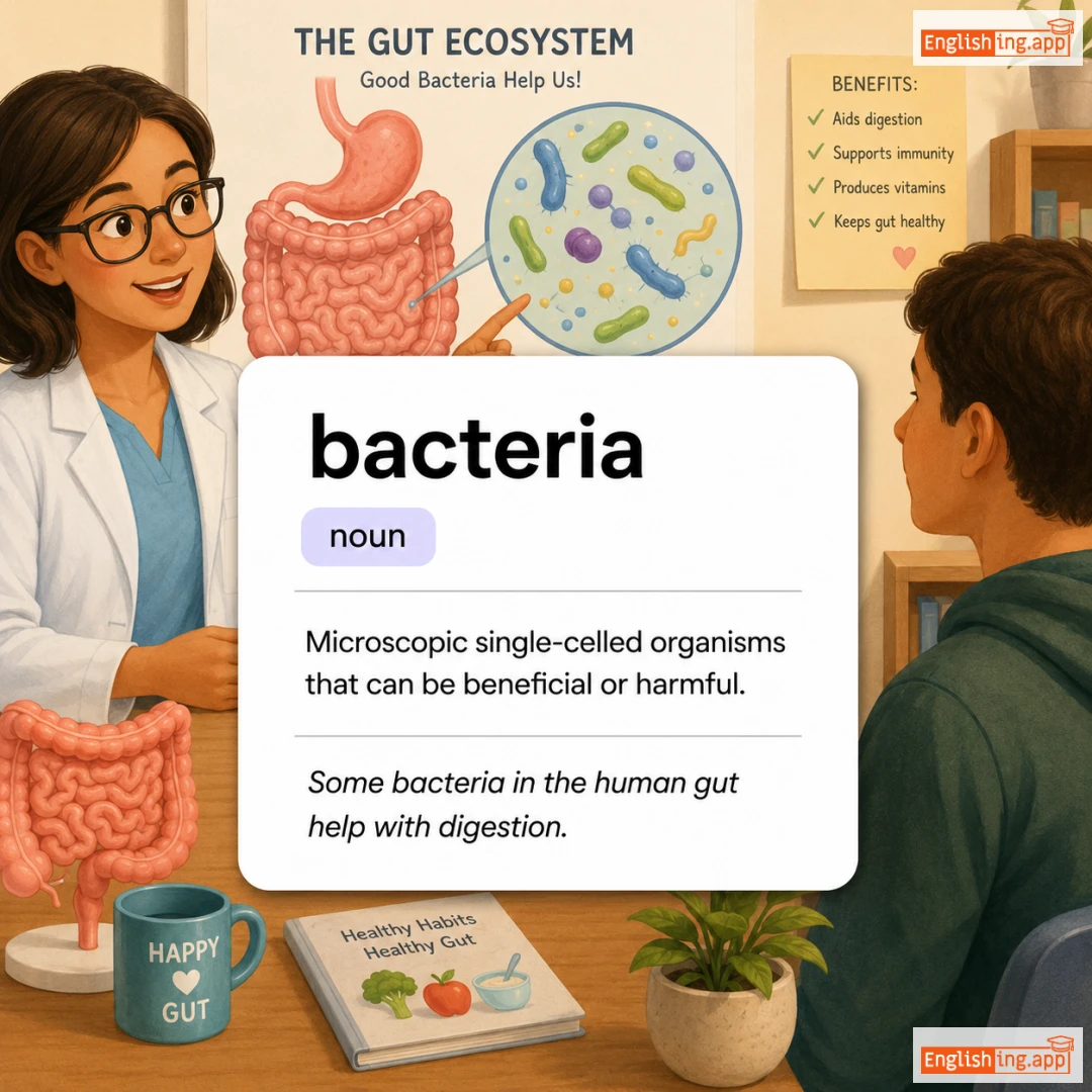bacteria definition card — visual illustration of the meaning