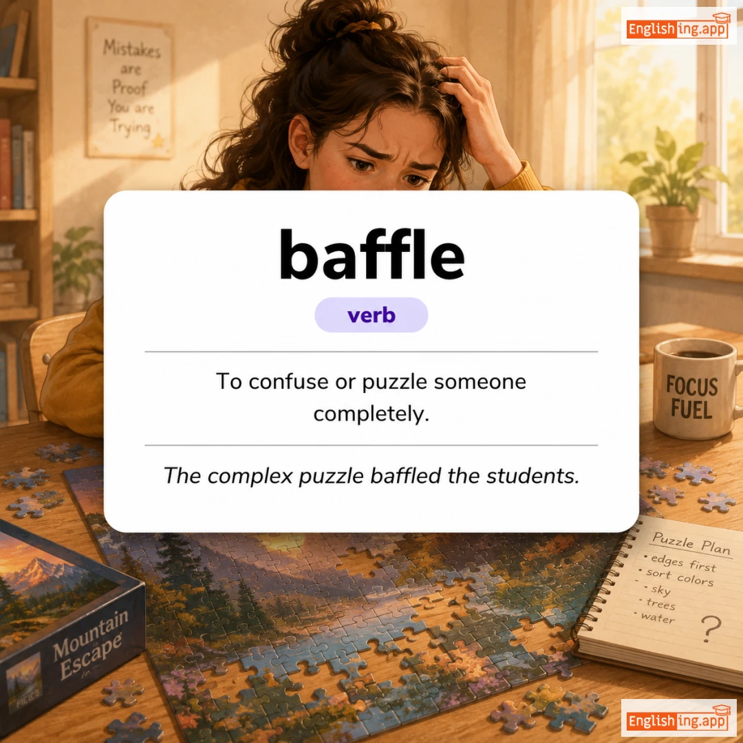 baffle definition card — visual illustration of the meaning