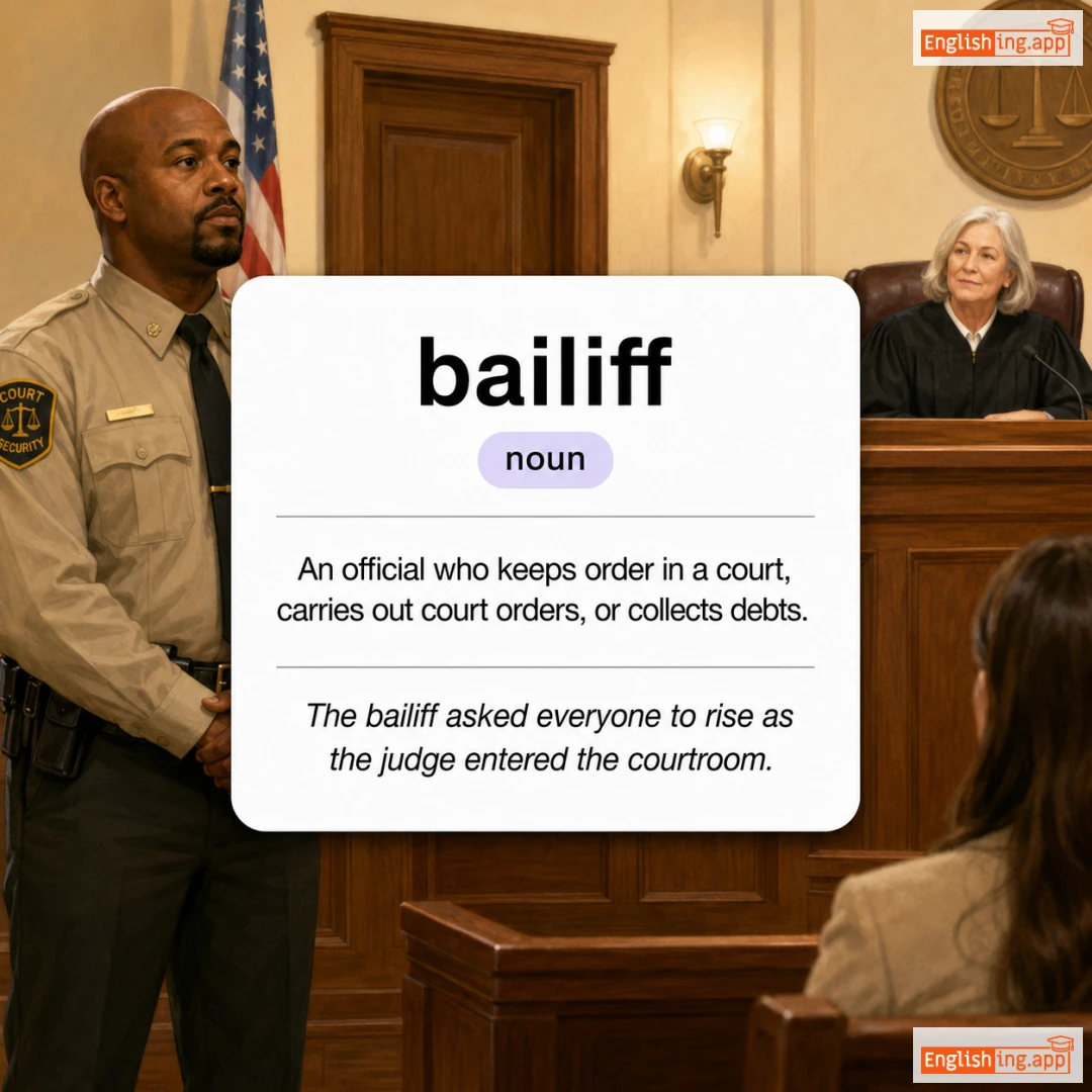 bailiff definition card — visual illustration of the meaning
