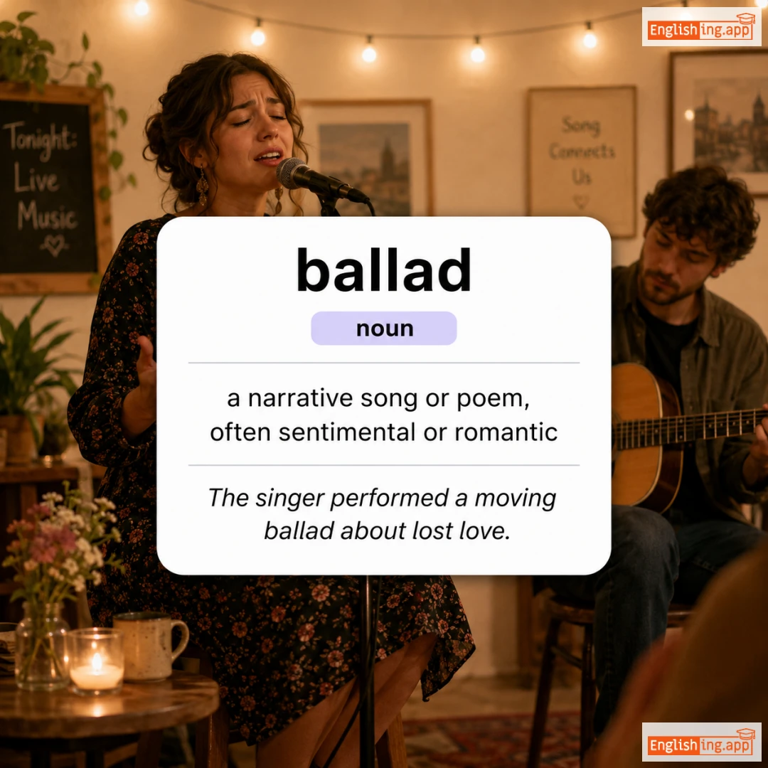ballad definition card — visual illustration of the meaning