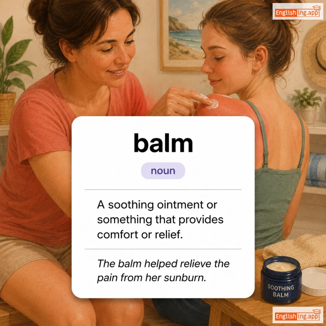 balm definition card — visual illustration of the meaning