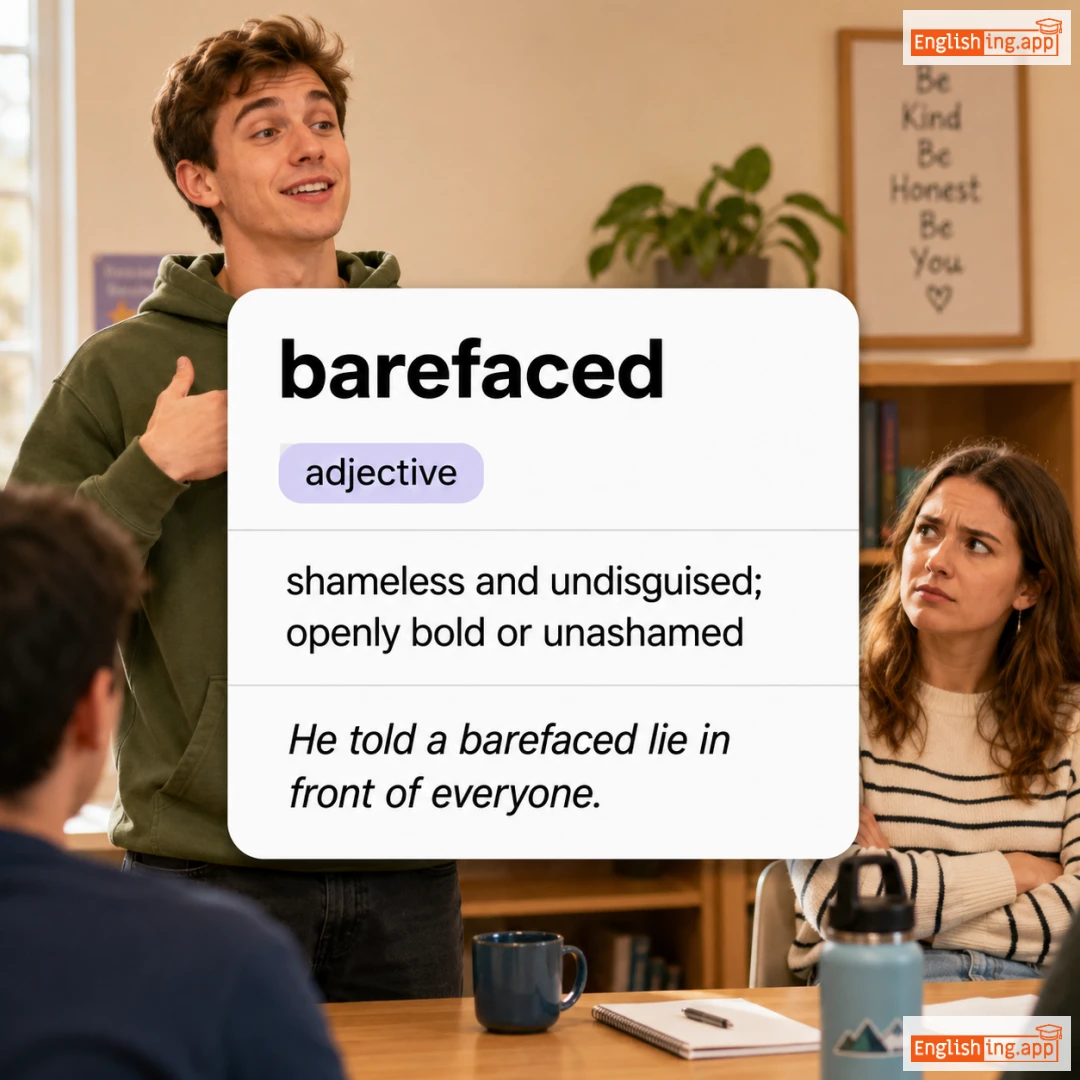 barefaced definition card — visual illustration of the meaning