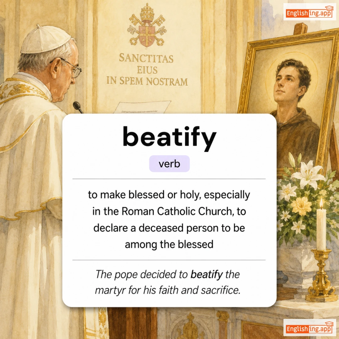 beatify definition card — visual illustration of the meaning