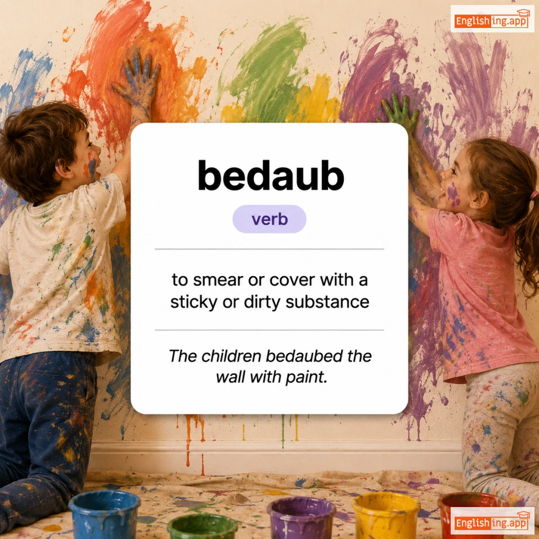 bedaub definition card — visual illustration of the meaning