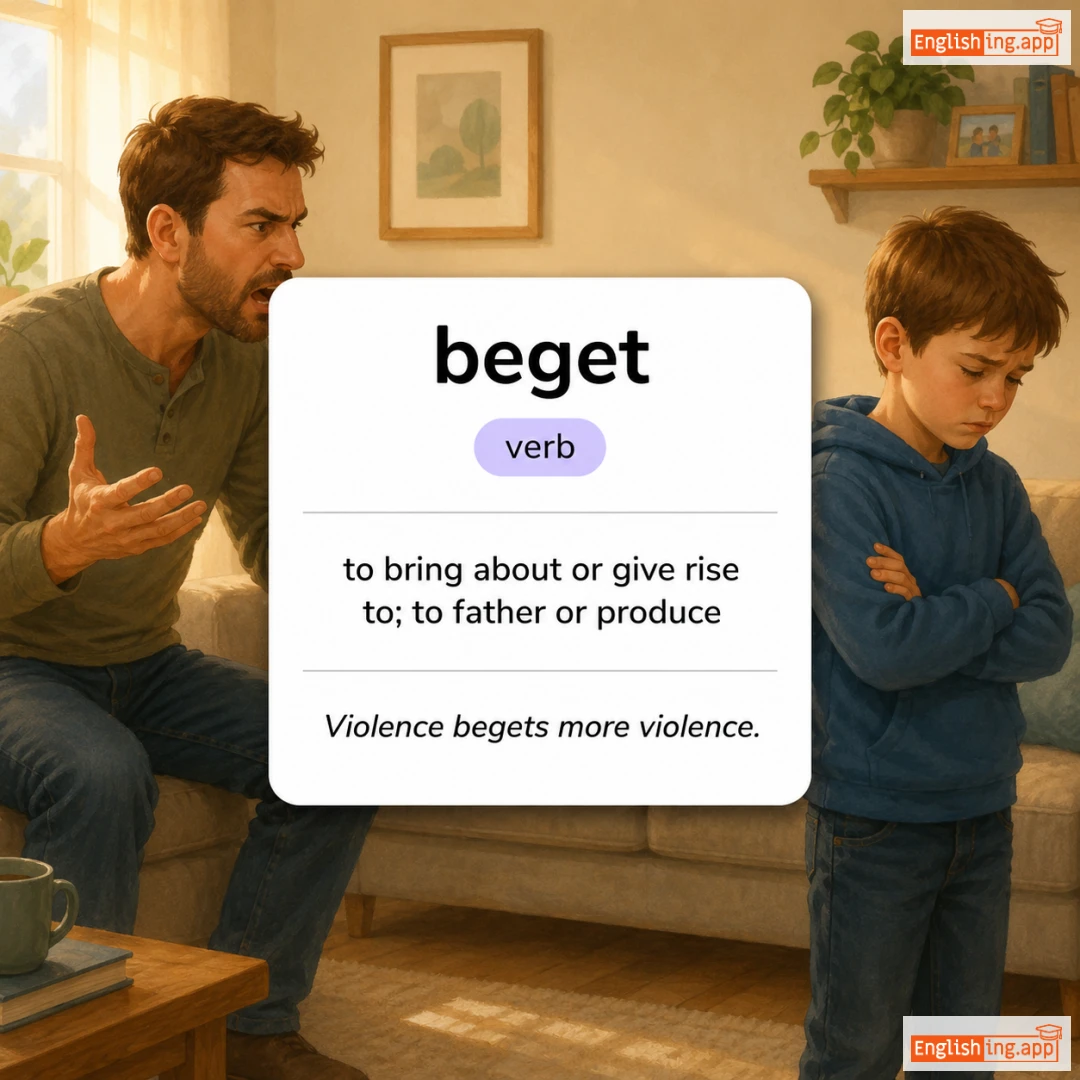 beget definition card — visual illustration of the meaning