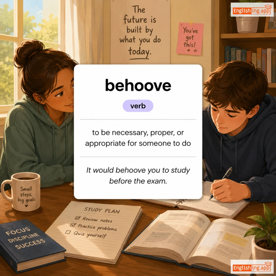 behoove definition card — visual illustration of the meaning