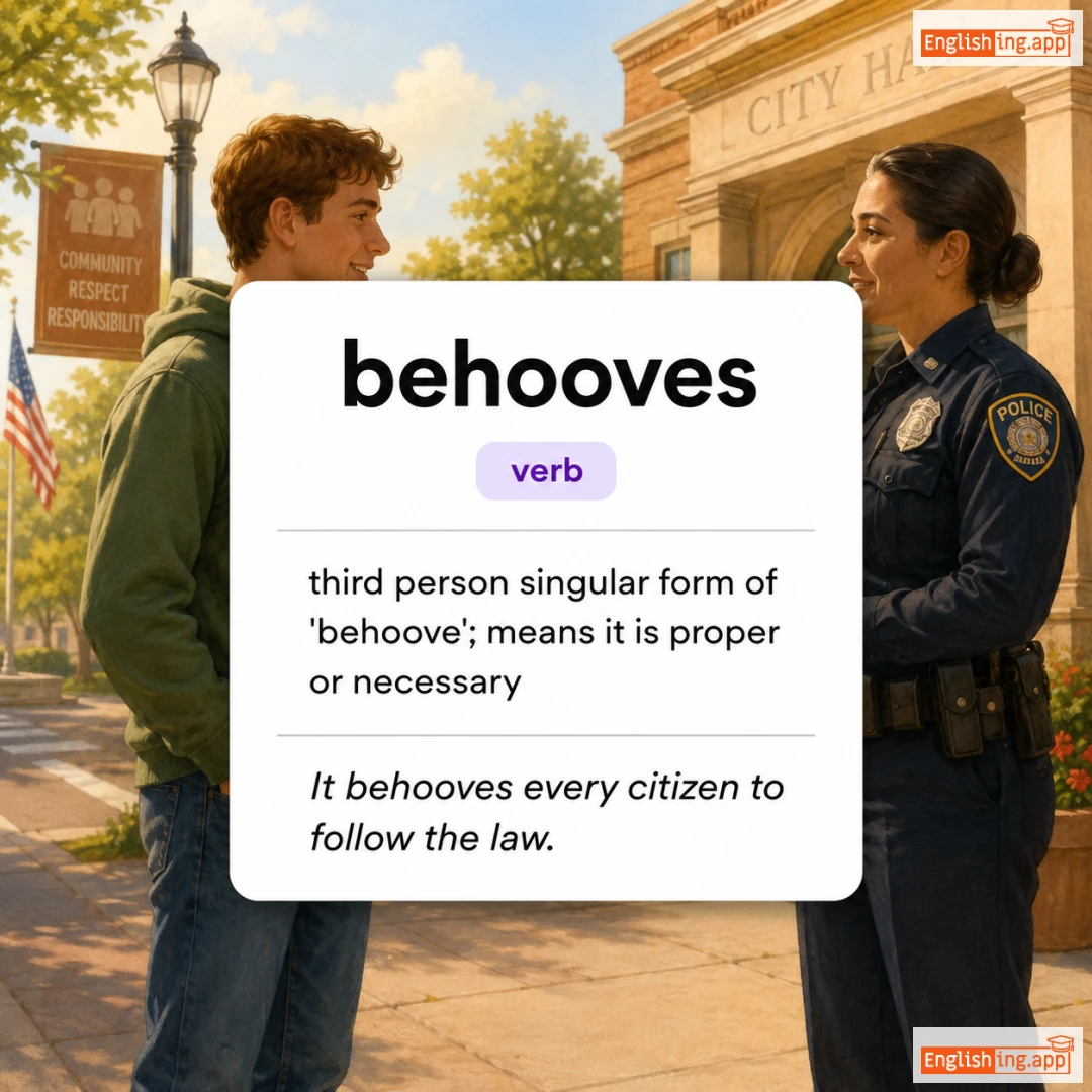 behooves definition card — visual illustration of the meaning