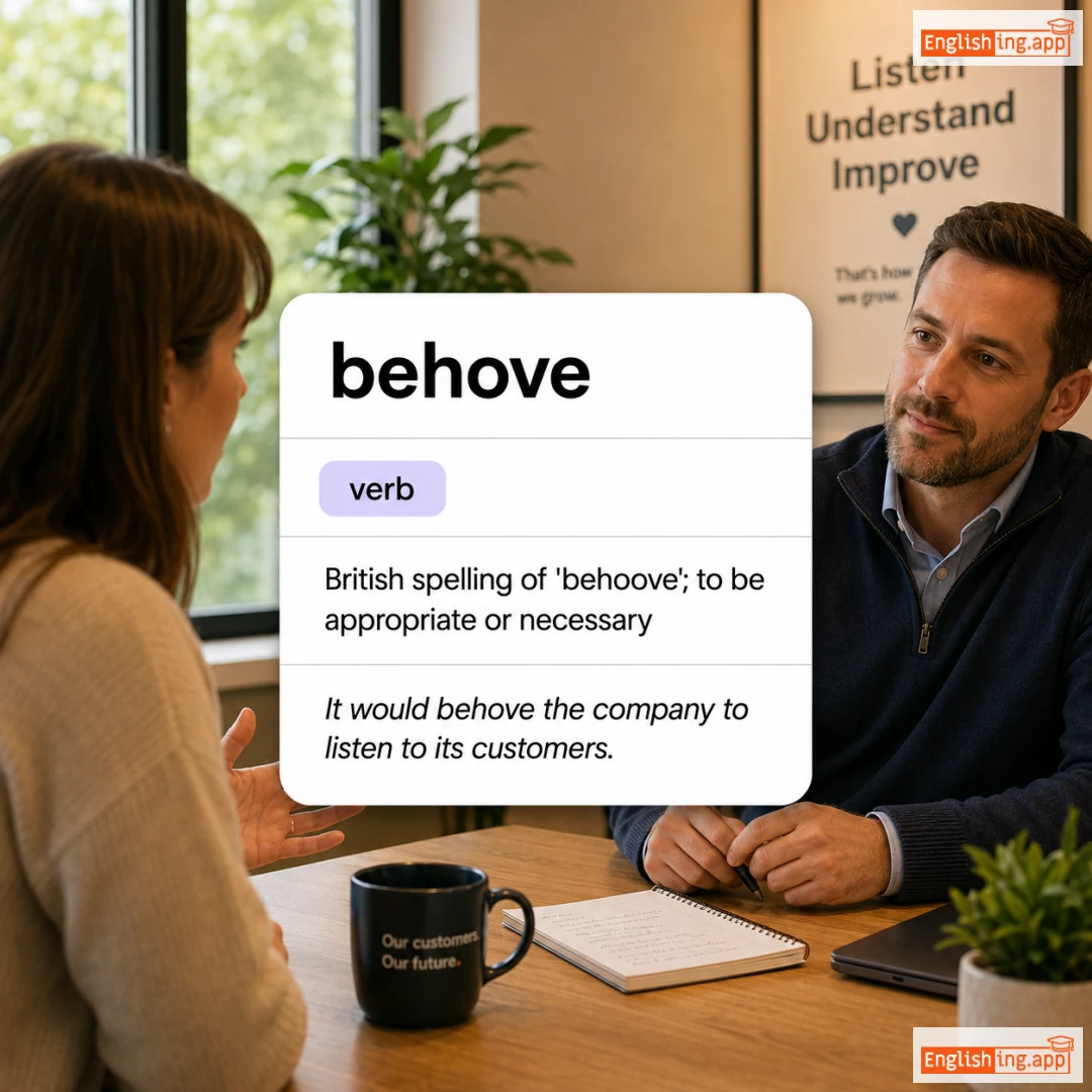 behove definition card — visual illustration of the meaning