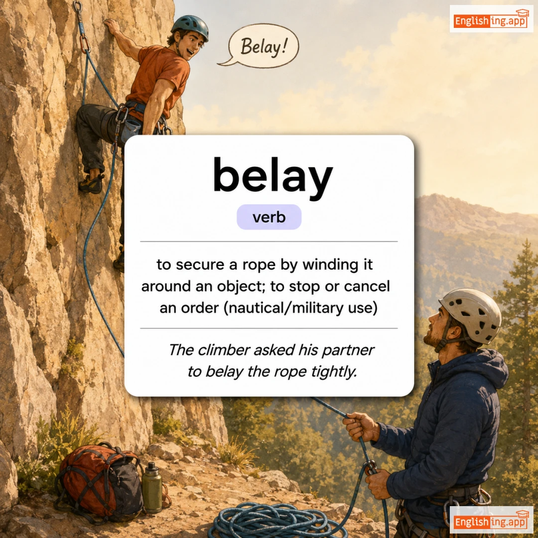 belay definition card — visual illustration of the meaning