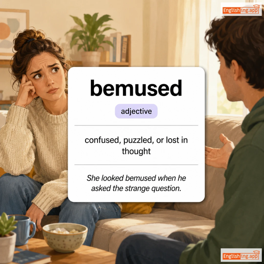 bemuse definition card — visual illustration of the meaning