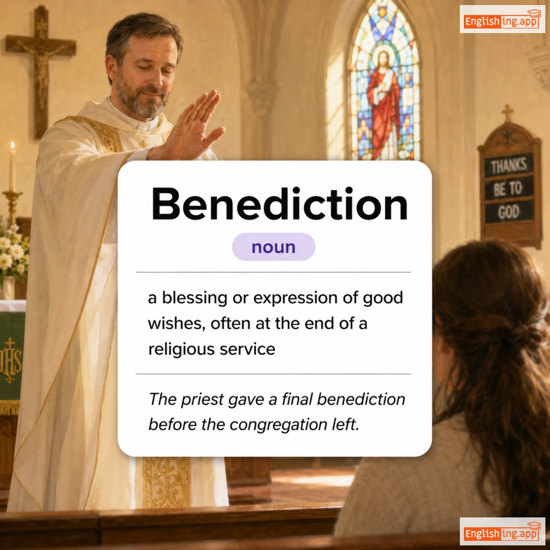 Benediction definition card — visual illustration of the meaning
