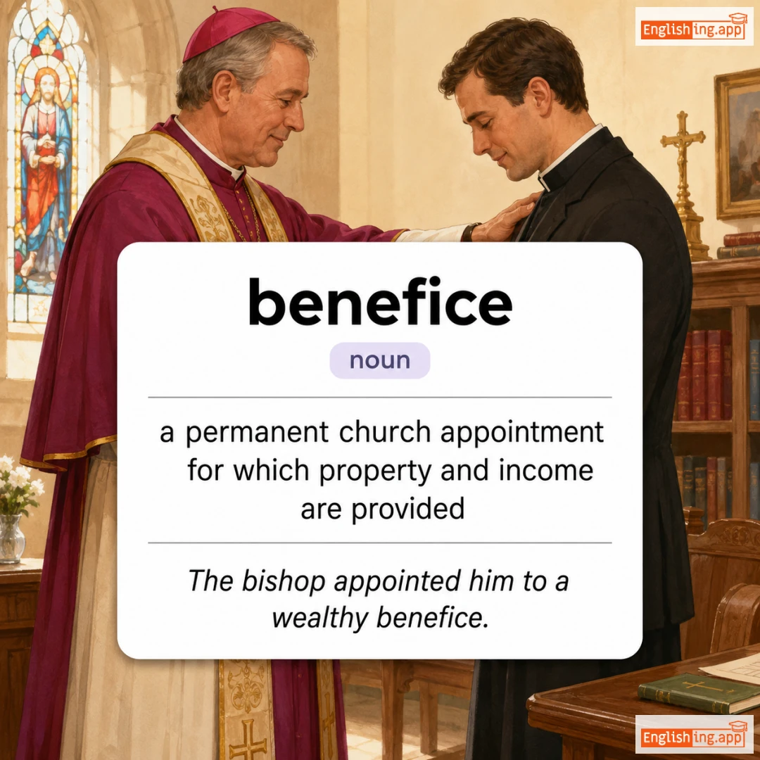 benefice definition card — visual illustration of the meaning