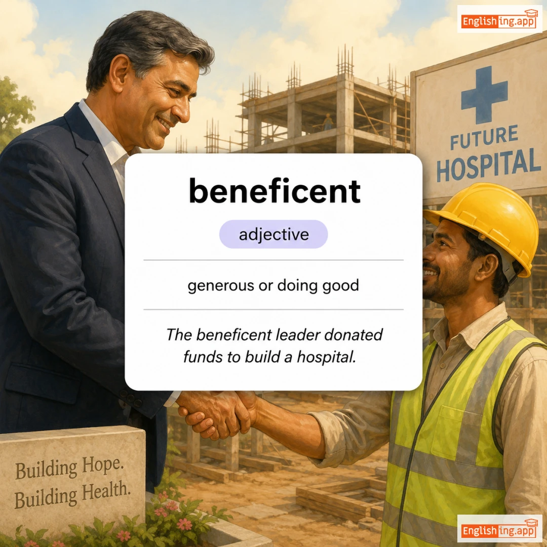 beneficent definition card — visual illustration of the meaning