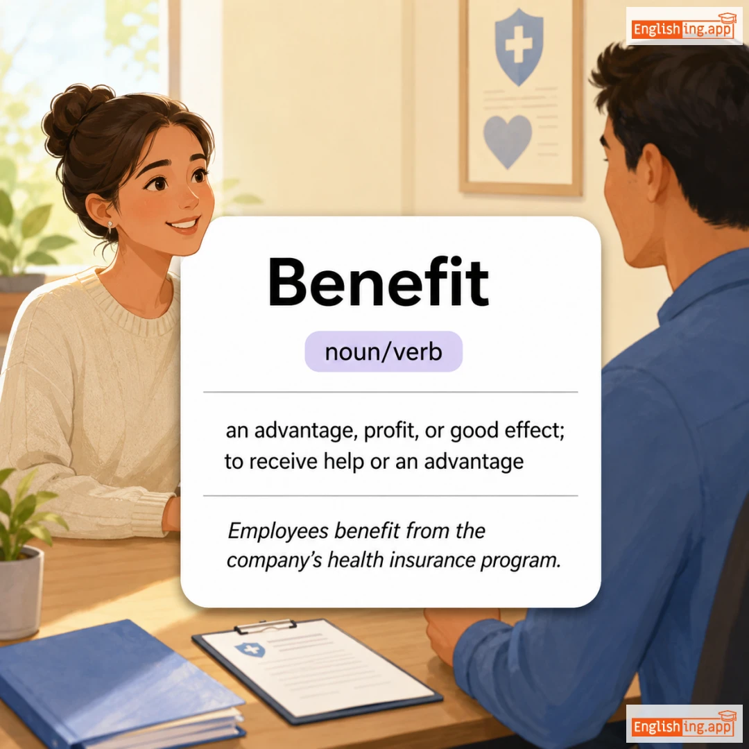 Benefit definition card — visual illustration of the meaning