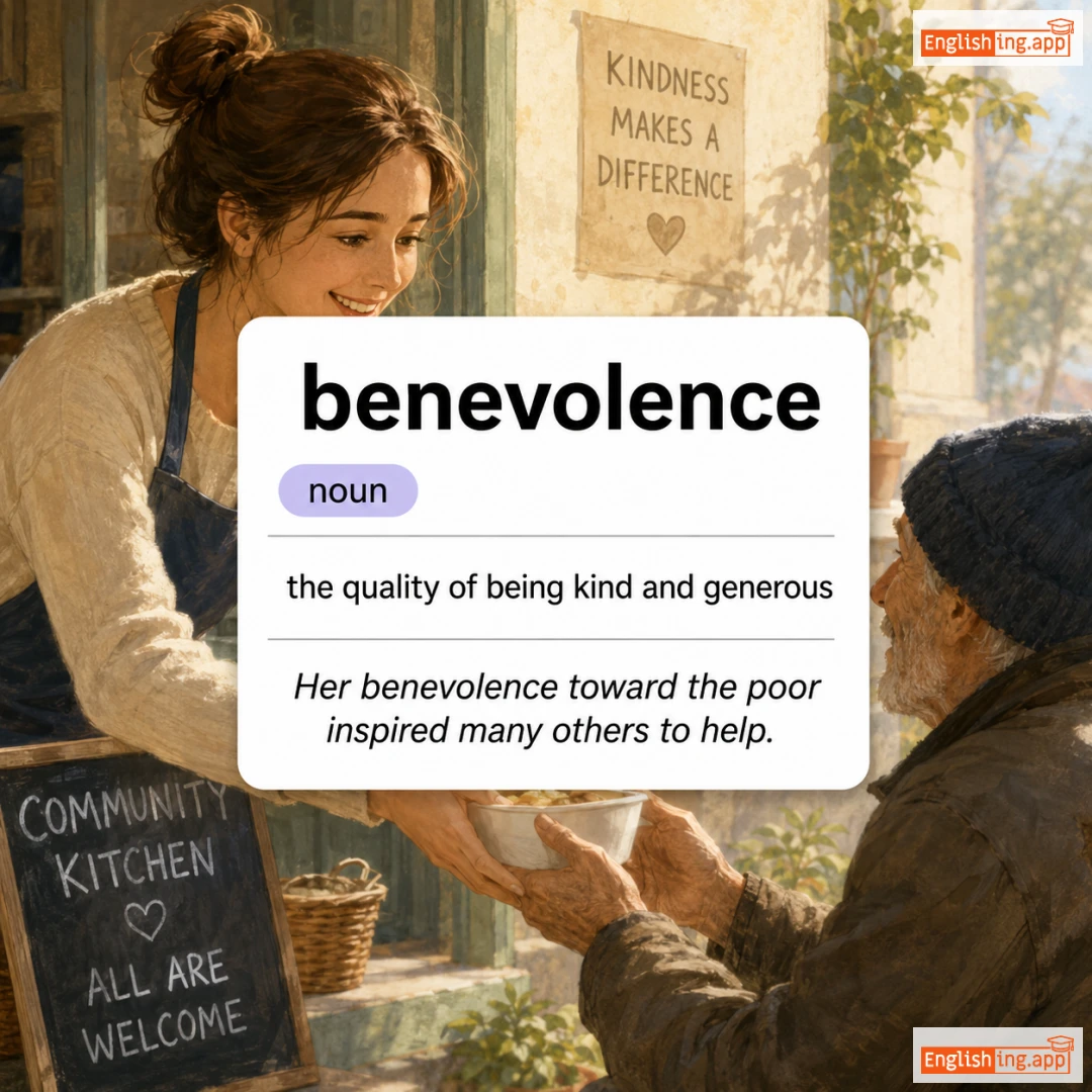 benevolence definition card — visual illustration of the meaning