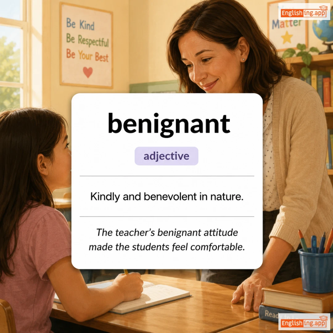 benignant definition card — visual illustration of the meaning