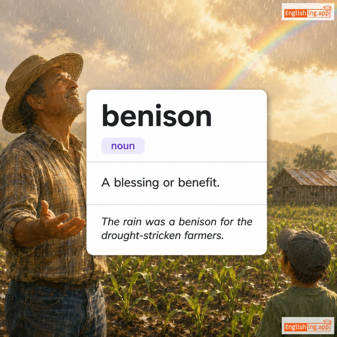 benison definition card — visual illustration of the meaning