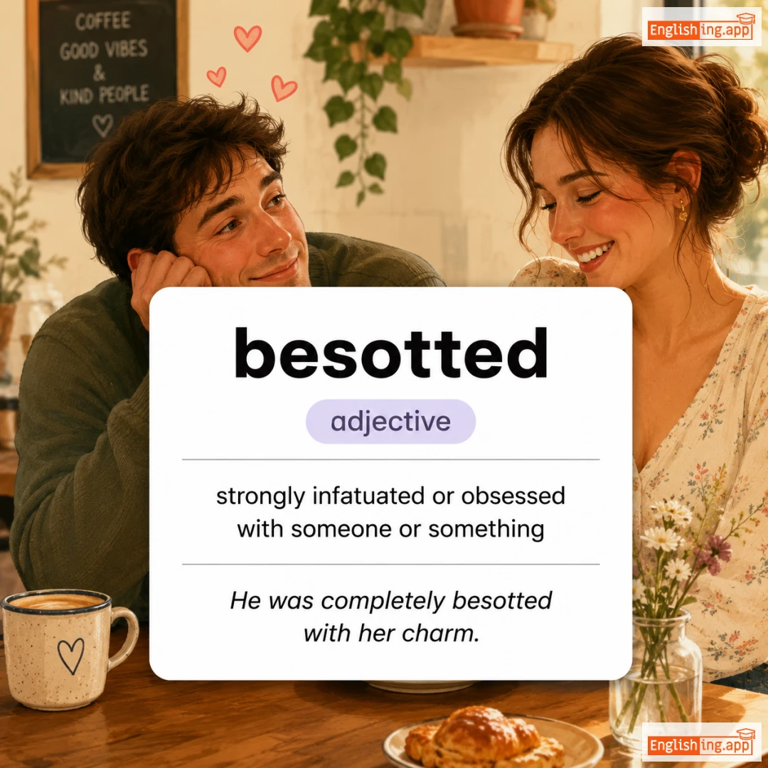 besotted definition card — visual illustration of the meaning