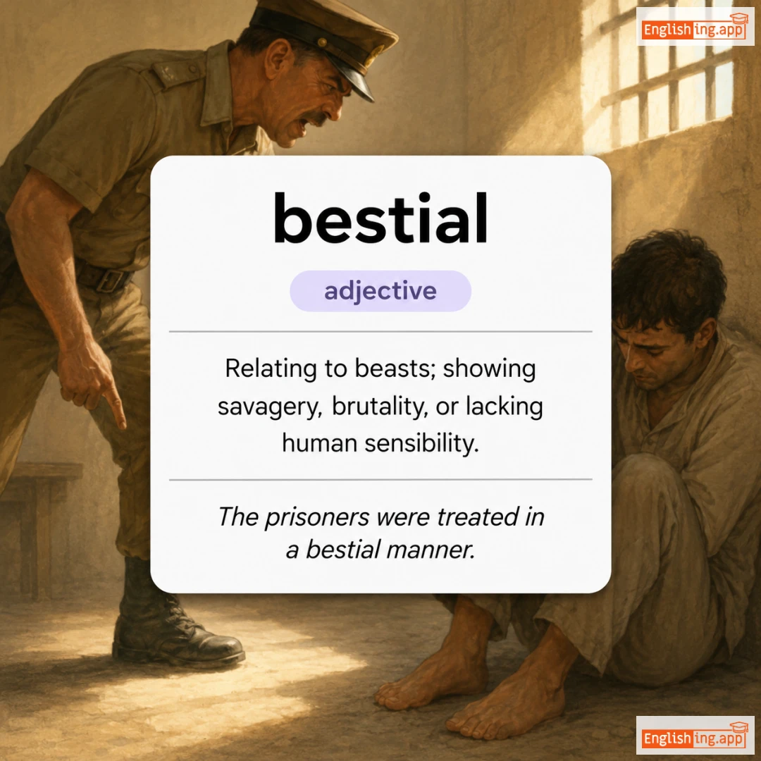 bestial definition card — visual illustration of the meaning