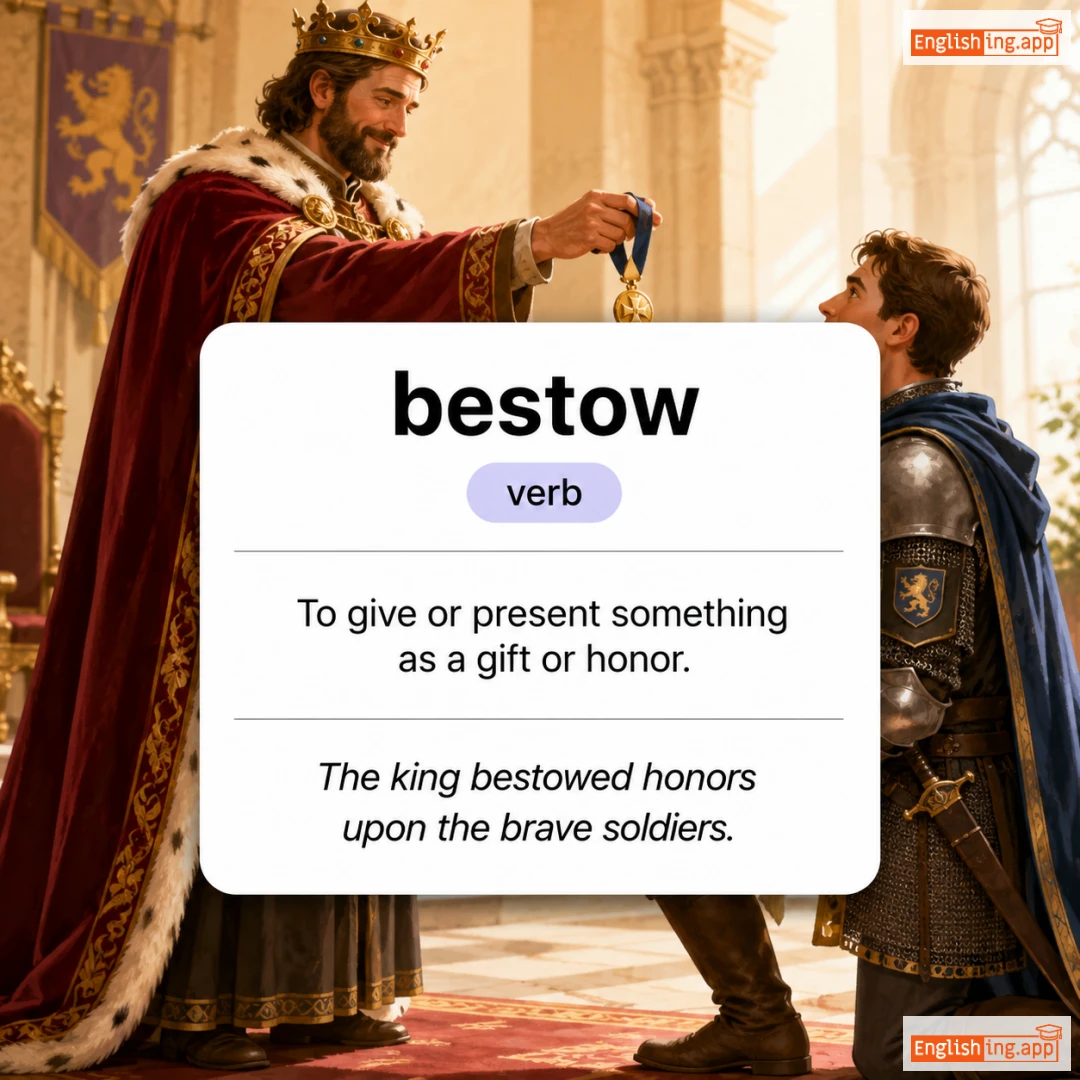 bestow definition card — visual illustration of the meaning