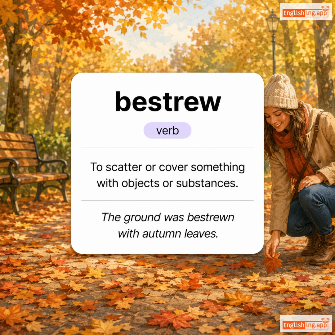 bestrew definition card — visual illustration of the meaning