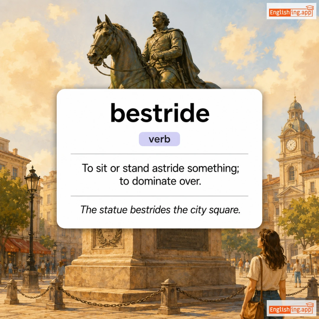 bestride definition card — visual illustration of the meaning