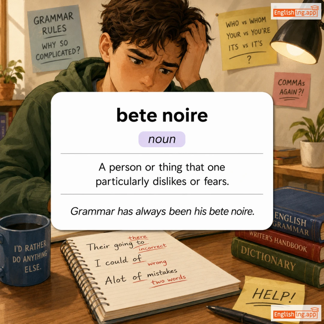 bete noire definition card — visual illustration of the meaning
