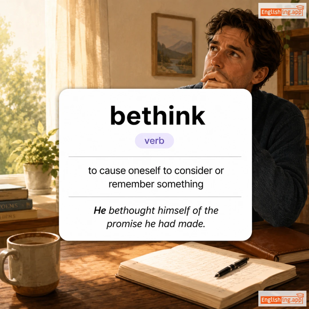 bethink definition card — visual illustration of the meaning