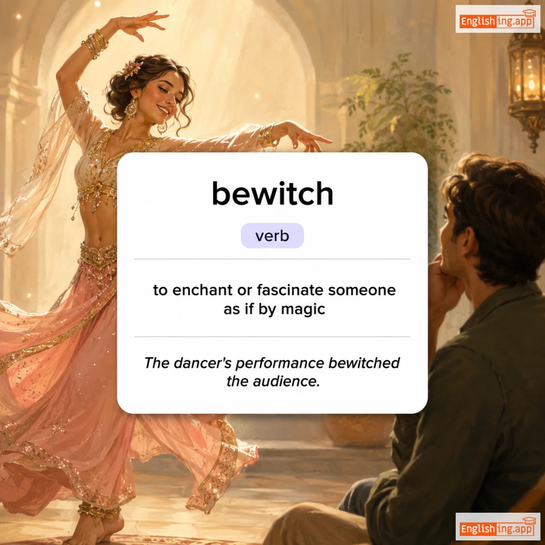 bewitch definition card — visual illustration of the meaning