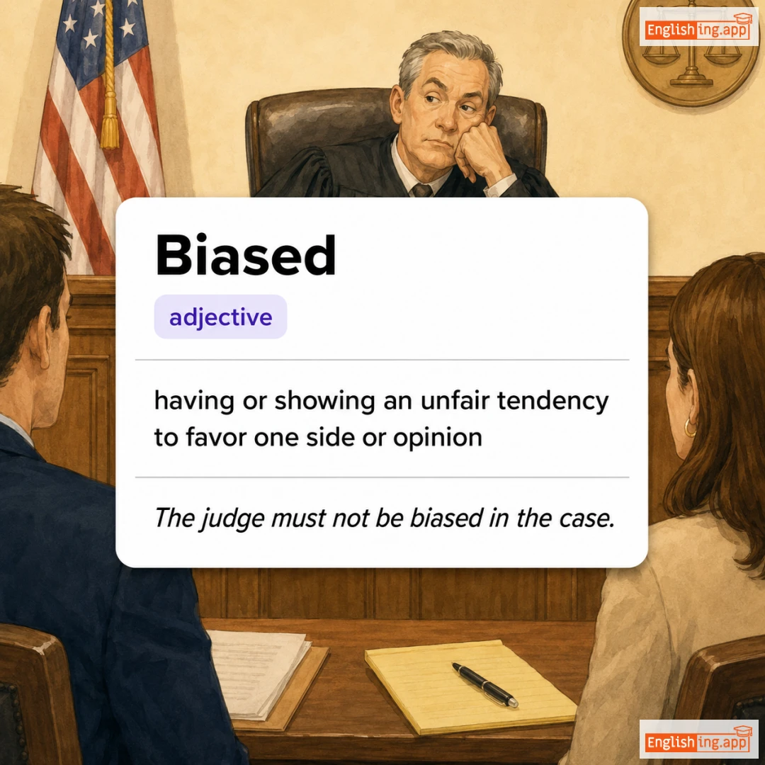 Biased definition card — visual illustration of the meaning